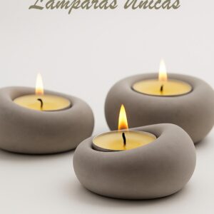 3 x Portavelas ARTESANY HOME de cemento hechas a mano para velas de té 100% artesanales