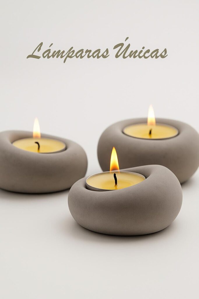 3 x Portavelas ARTESANY HOME de cemento hechas a mano para velas de té 100% artesanales
